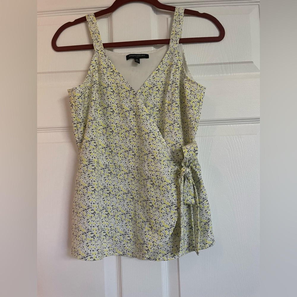Dotted Wrap Top with Bow Accent